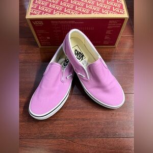 Womens 8 Vans Classic Slip On Orchid White Sneaker Shoe Low Top New HALF BOX